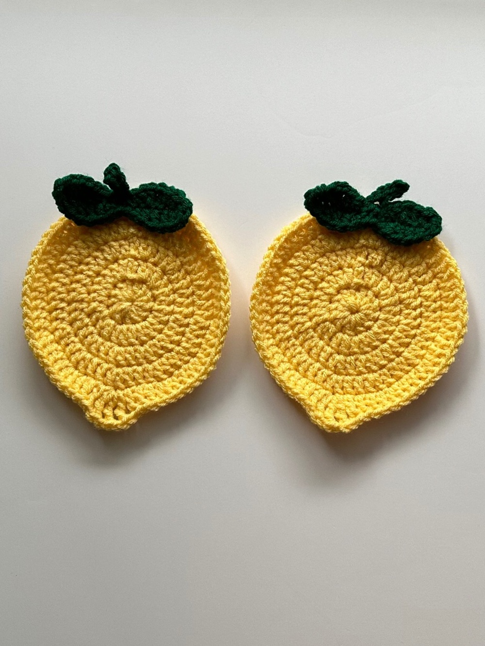 2 Lemon Handmade Crochet Coasters